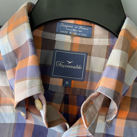 Faconnable Plaid Button Down shirt sz M - Picture 2 of 4